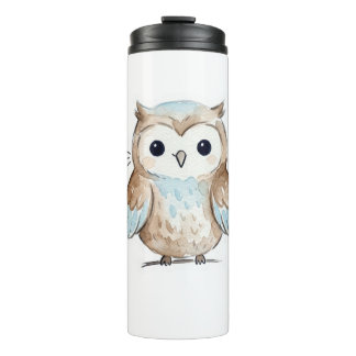 Garrafa Térmica Caneca Térmica de Viagem com Coruja em Aquarela Fo