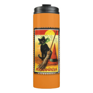 Garrafa Térmica Caneca Térmica Gato Preto de Halloween