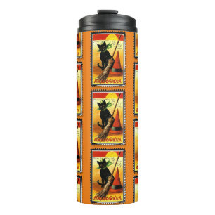 Garrafa Térmica Caneca Térmica Gato Preto de Halloween