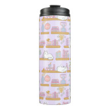 Caneca Térmica Gatos na Biblioteca Rosa Menina