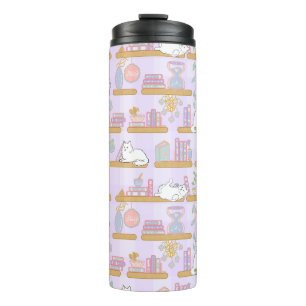 Garrafa Térmica Caneca Térmica Gatos na Biblioteca Rosa Menina