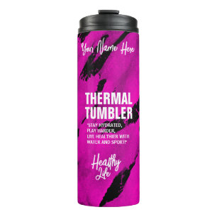 Garrafa Térmica Caneca Térmica Rosa Preto Brushy