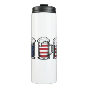 Garrafa Térmica Canecas de Cerveja Patrióticas Design de Camiseta