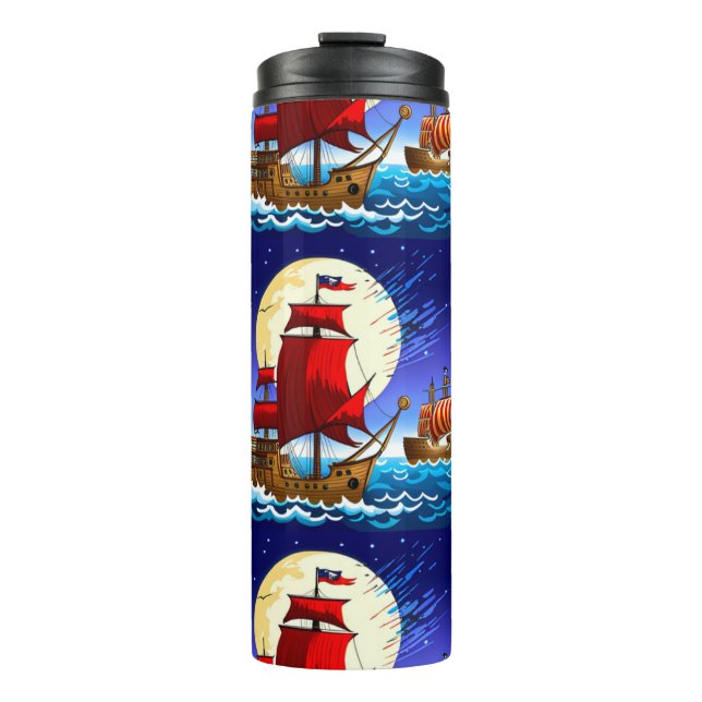 Garrafa Térmica canecas de navio pirata (Frente)