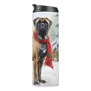 Garrafa Térmica Cão Bullmastiff na Neve Natal