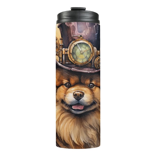 Garrafa Térmica Cão Chow Chow Steampunk (Frente)