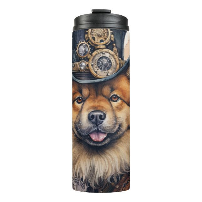 Garrafa Térmica Cão Chow Chow Steampunk (Frente)