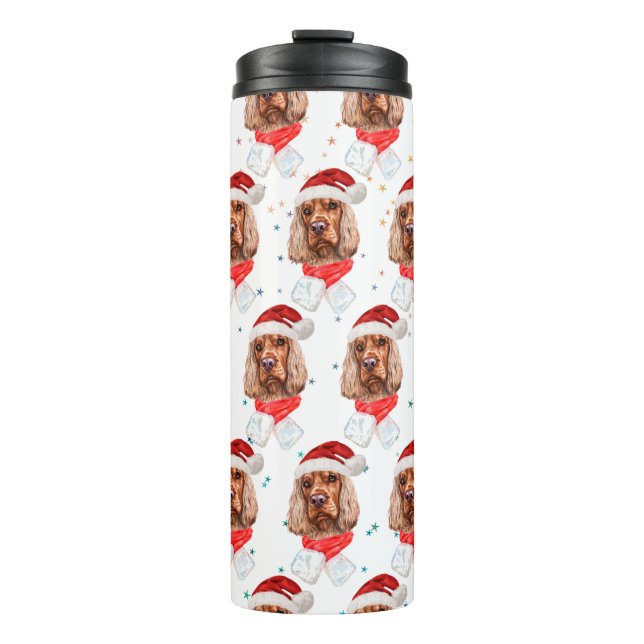 Garrafa Térmica Cão da Raça Cocker Spaniel Inglês Natal (Frente)