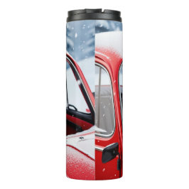 Garrafa Térmica cão dachshund num carro e feriados