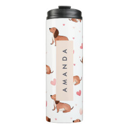 Garrafa Térmica Cão de Dachshund Cute Personalizado Monograma