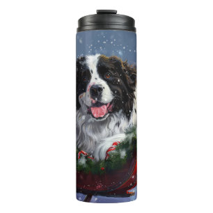 Garrafa Térmica Cão de Terra Nova Natal Festivo