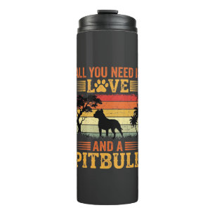 Garrafa Térmica Cão do Amor Pitbull Pôr do Sol Retro