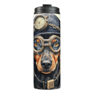 Garrafa Térmica Cão Doberman Pinscher Steampunk