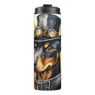 Garrafa Térmica Cão Doberman Pinscher Steampunk