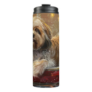 Garrafa Térmica Cão Lhasa Apso Natal Festivo