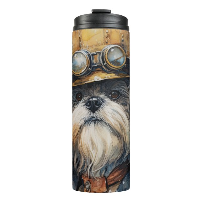 Garrafa Térmica Cão Lhasa Apso Steampunk (Frente)