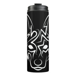 Garrafa Térmica Cão Negro e Tribal Branco