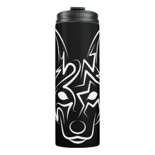 Garrafa Térmica Cão Negro e Tribal Branco