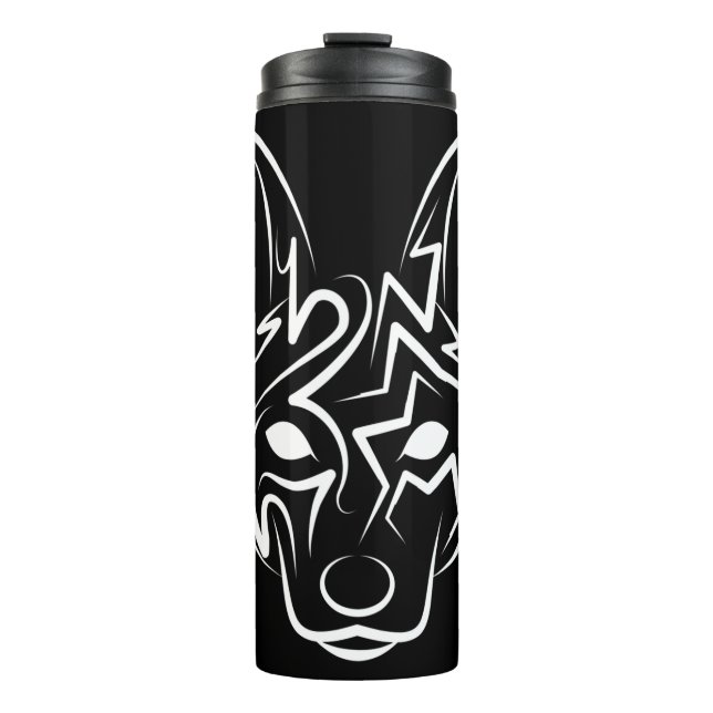 Garrafa Térmica Cão Negro e Tribal Branco (Frente)