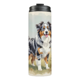 Garrafa Térmica Cão Pastor Australiano Merle Cauda Longa