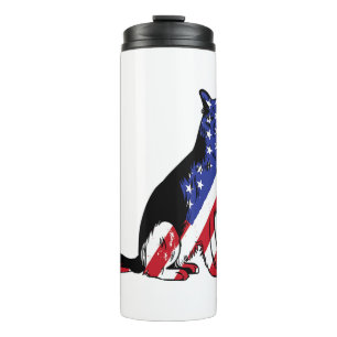 Garrafa Térmica Cão Patriótico de Bandeira dos Estados Unidos do g