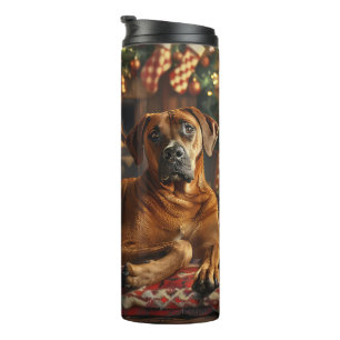 Garrafa Térmica Cão Ridgeback da Rodésia Natal Festivo