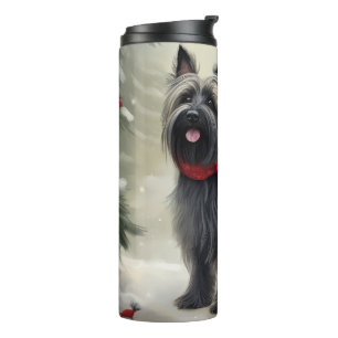 Garrafa Térmica Cão Skye Terrier na neve Natal