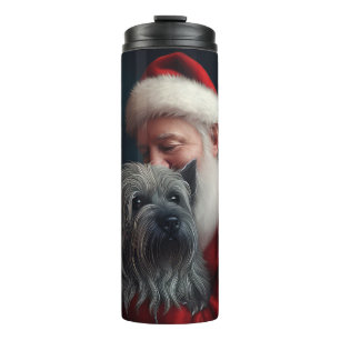 Garrafa Térmica Cão Terrier Skye com Papai Noel Natal Festivo