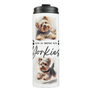 Garrafa Térmica Cão Yorkshire Terrier "A vida é melhor com...