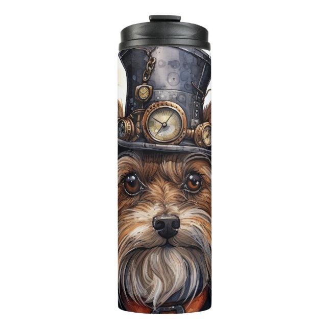 Garrafa Térmica Cão Yorkshire Terrier Steampunk (Frente)
