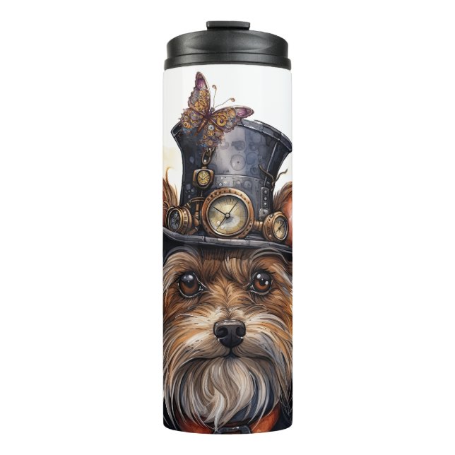 Garrafa Térmica Cão Yorkshire Terrier Steampunk (Frente)