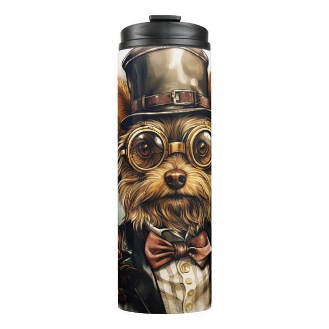 Garrafa Térmica Cão Yorkshire Terrier Steampunk (Frente)
