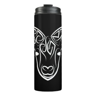 Garrafa Térmica Capim/ovelha, tribal, preto e branco