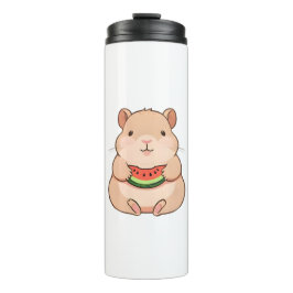 Garrafa Térmica Capivara Chibi Kawaii Comendo Fatia de Melancia