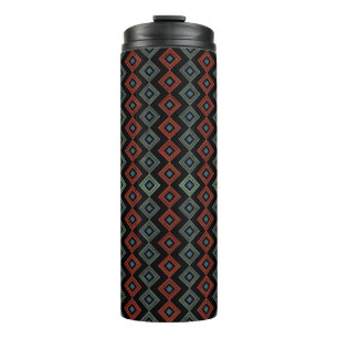 Garrafa Térmica Capri xadrez moderno vermelho e azul