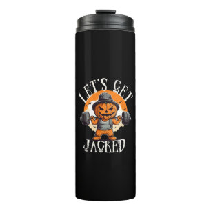 Garrafa Térmica Cara Vamos Ficar Musculosos Abóbora Jack-O-Lantern