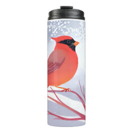 Garrafa Térmica Cardinal Vermelho | Bela Pintura em Aquarela