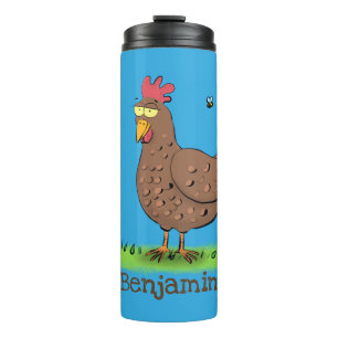 Garrafa Térmica Caricatura rústica de frango engraçada