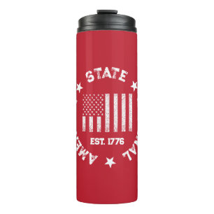 Garrafa Térmica Carimbo Circular Estadual Americano Est 1776