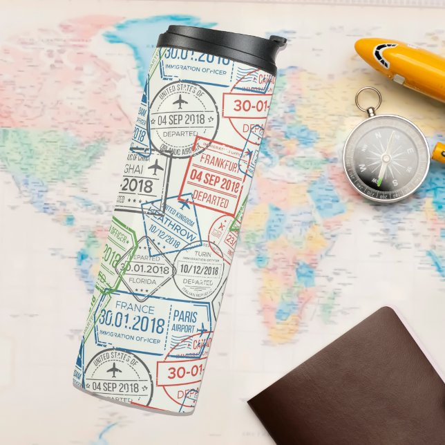 Garrafa Térmica Carimbo de visto de viagem (Help your favorite adventurer stay hydrated with this travel visa tumbler)