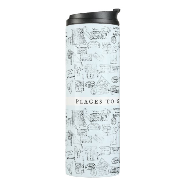 Garrafa Térmica Carimbos do Passport viagem de Wanderlust modelo (Giro à esquerda)