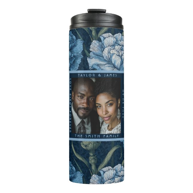 Garrafa Térmica Carnation Romântico Charme Casamento Retro (Frente)