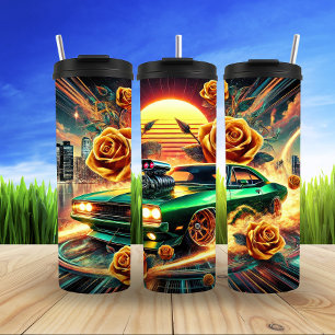 Garrafa Térmica Carro Muscular de Inspiração Retroativa com Arte F