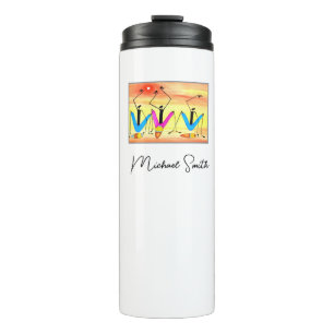 Garrafa Térmica Cartão de Férias de Natal bonito e feliz