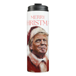 Garrafa Térmica Cartão de Natal Engraçado Trump Papai Noel
