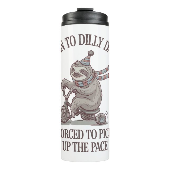 Garrafa Térmica Cartoon de bicicleta Retro com preguiça (Frente)