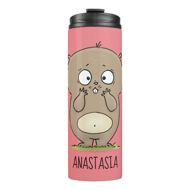 Garrafa Térmica Cartoon de hamster adorável (Frente)