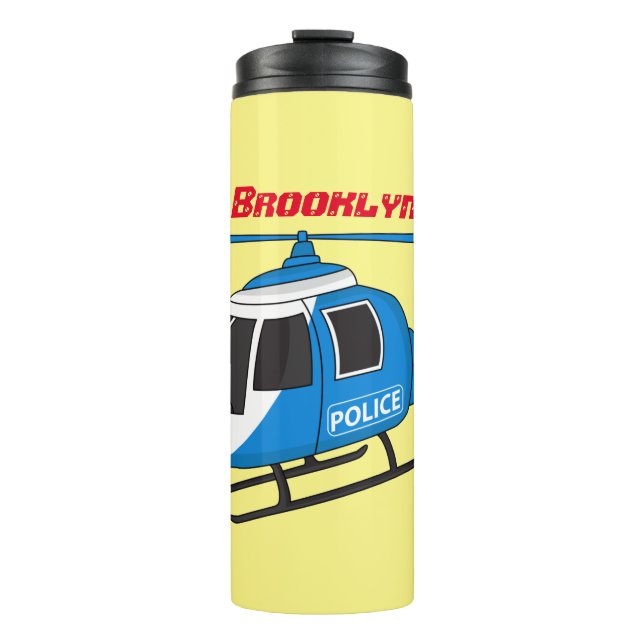 Garrafa Térmica Cartoon de helicóptero do Departamento de Polícia (Frente)