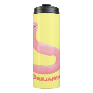 Garrafa Térmica Cartoon de minhoca rosa-branca