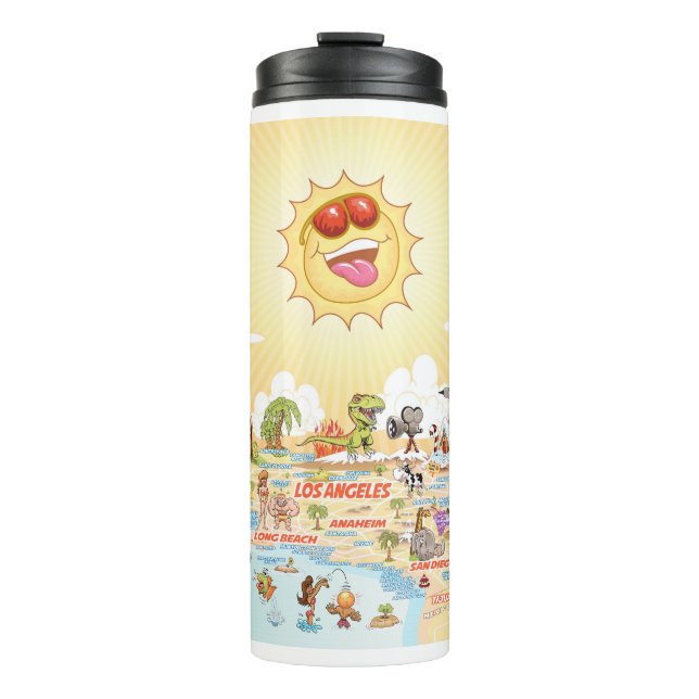 Garrafa Térmica Cartoon do Sul da Califórnia (Frente)